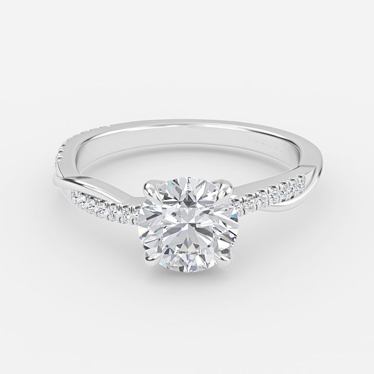 Round Diamond Band Engagement Ring