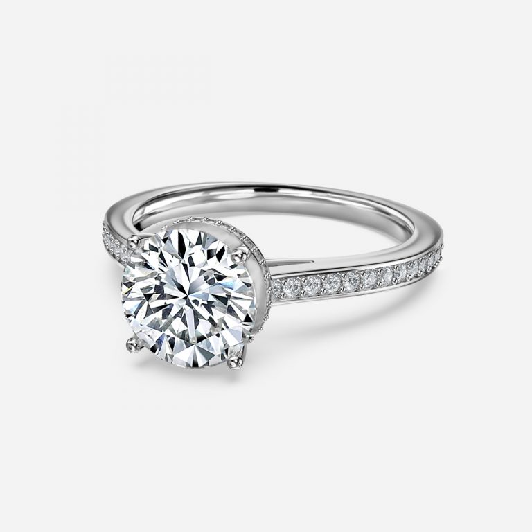 Round Hidden Halo Engagement Ring