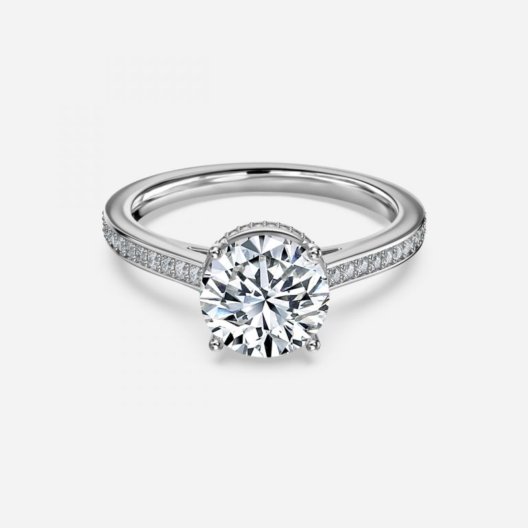 Round Hidden Halo Engagement Ring