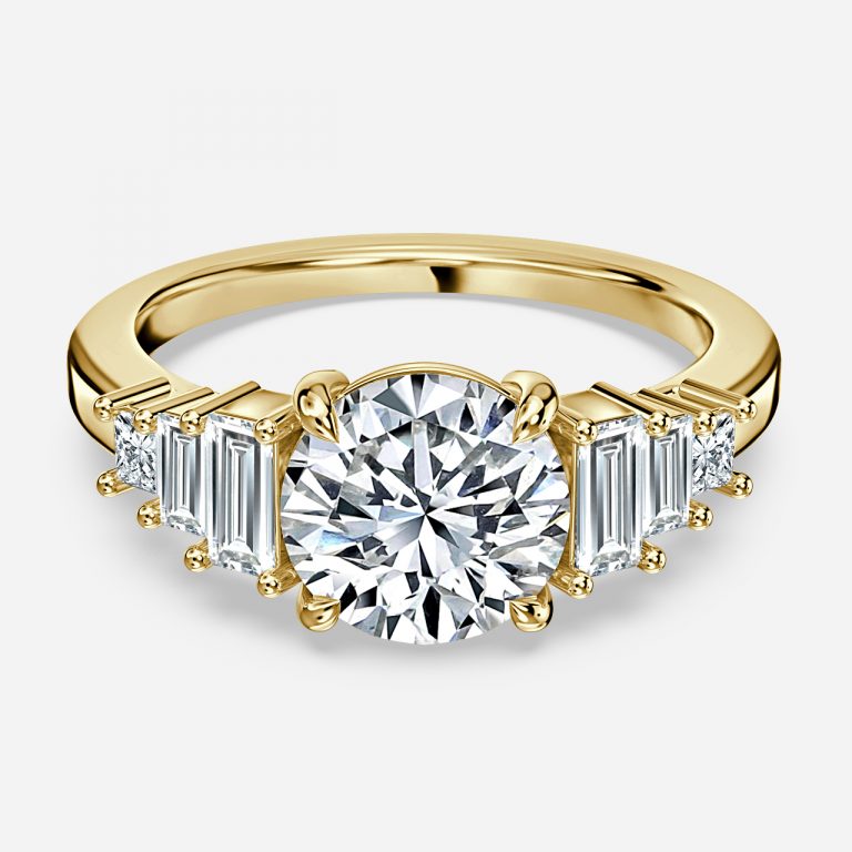 Round Three Stone Engagement Ring