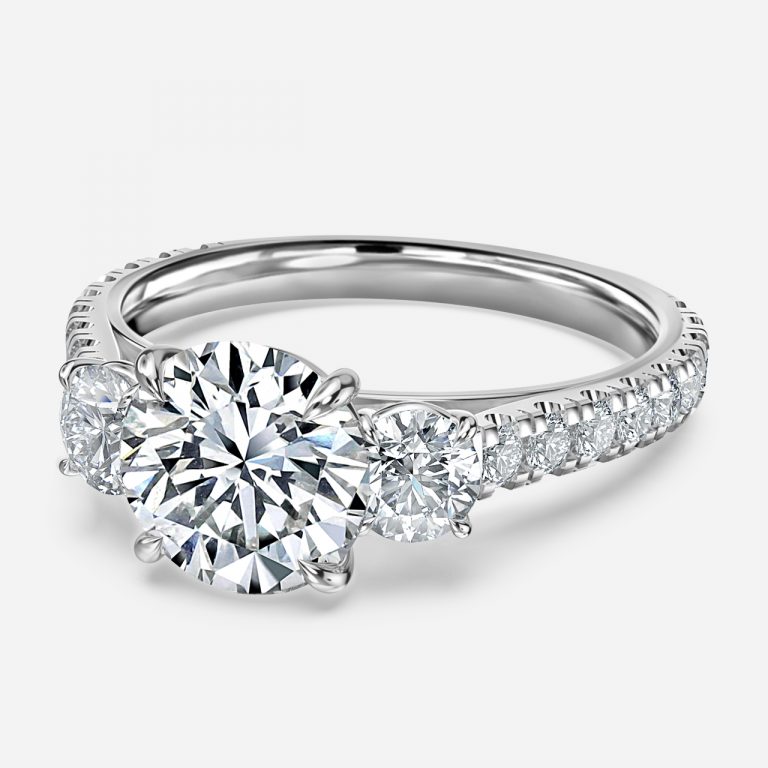 Round Three Stone Engagement Ring