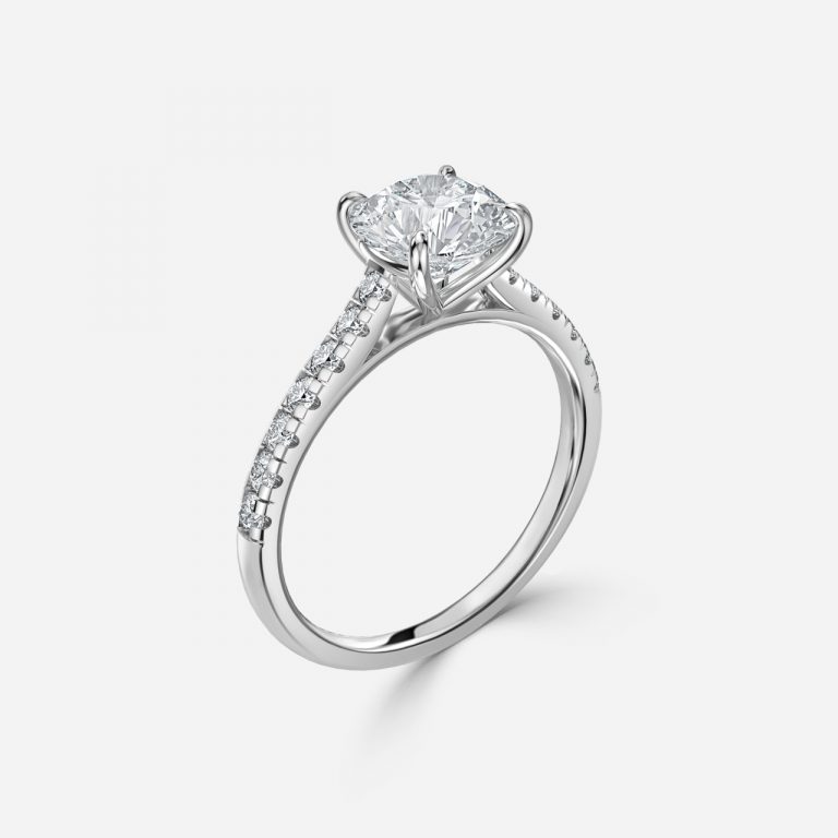 Round Diamond Band Engagement Ring