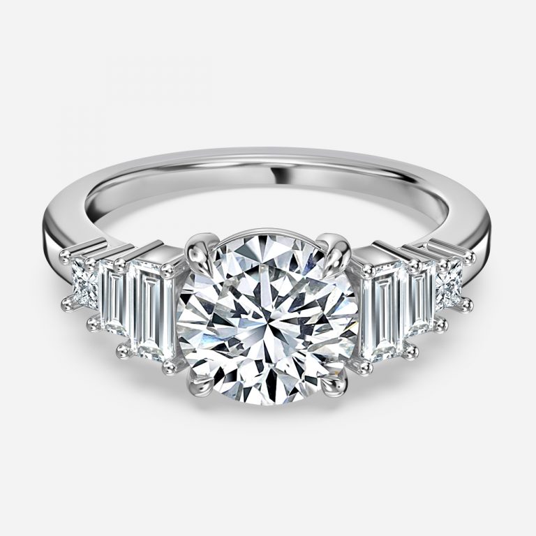 Round Three Stone Engagement Ring