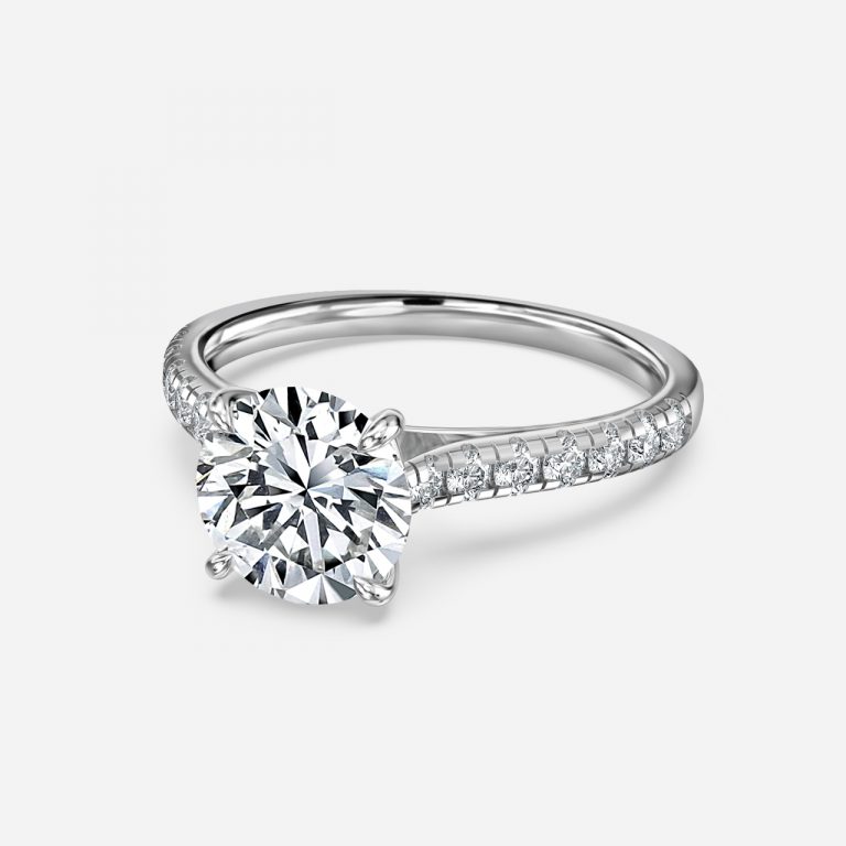 Round Diamond Band Engagement Ring