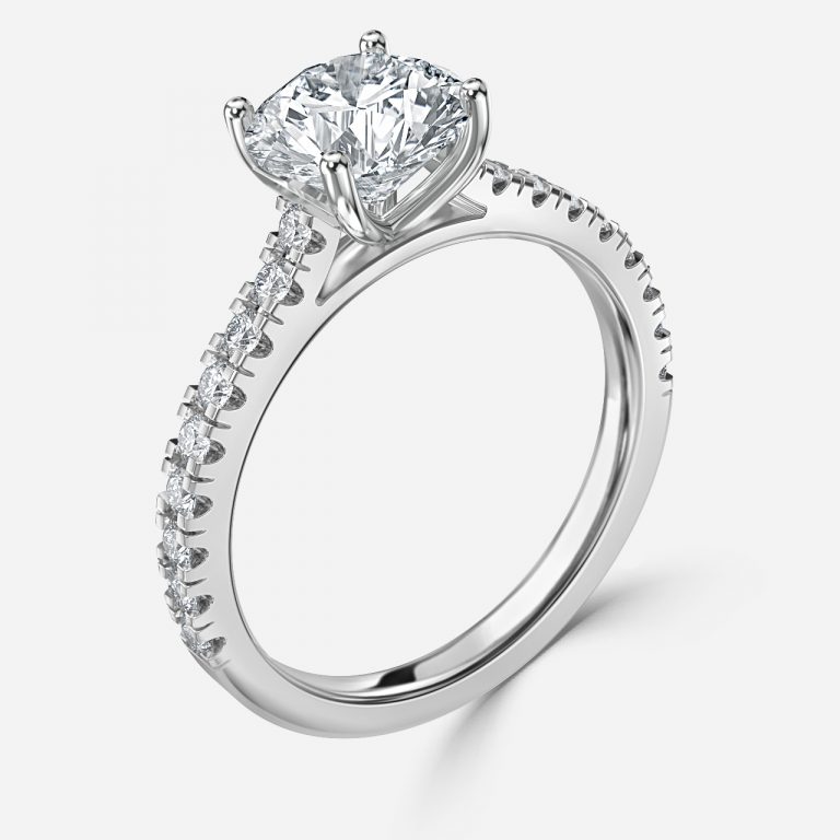 Round Diamond Band Engagement Ring