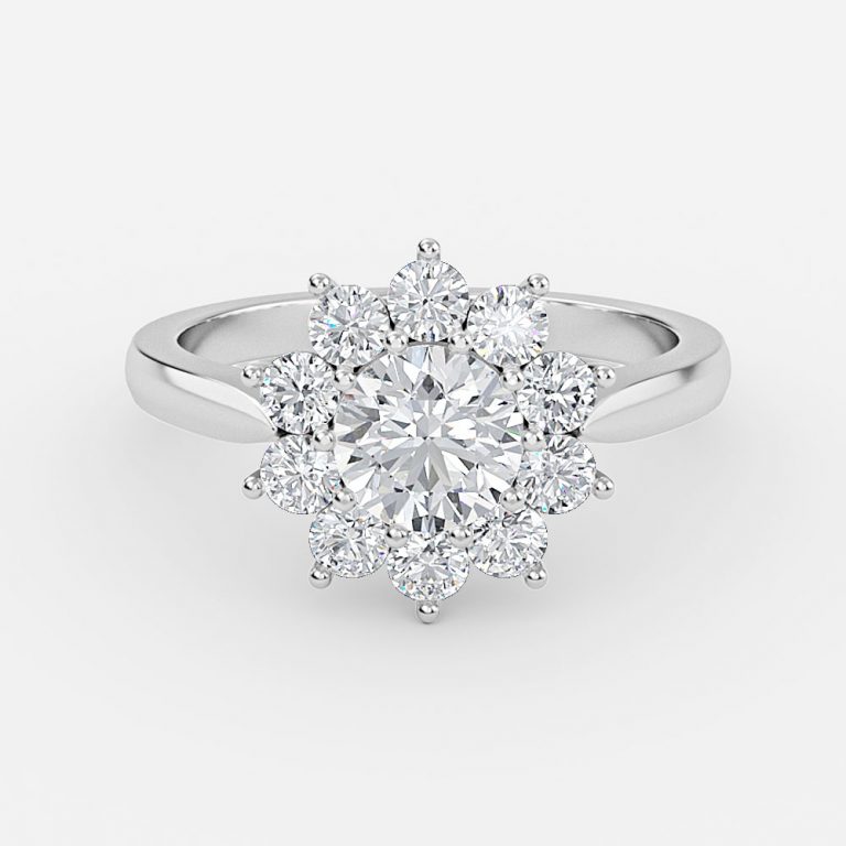 Round Cluster Engagement Ring