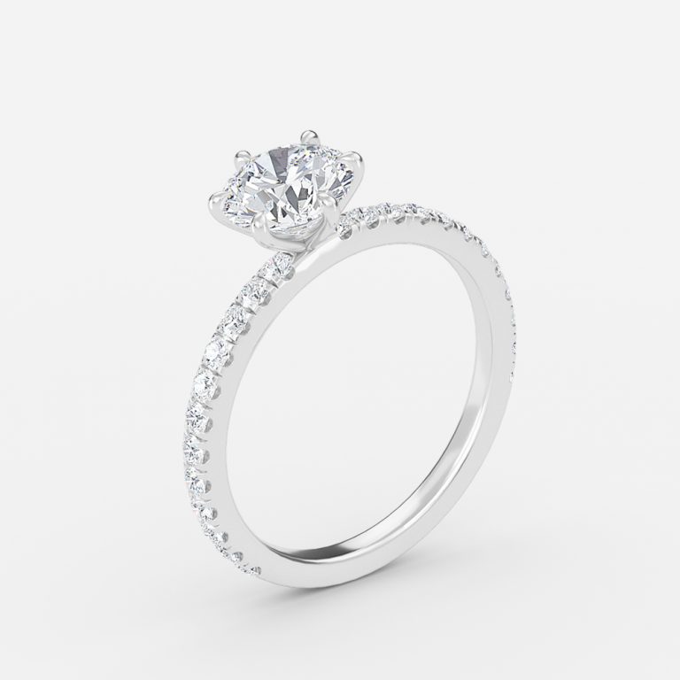 Petite Round Diamond Band Engagement Ring