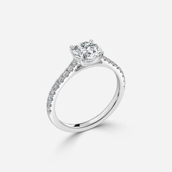 Round Diamond Band Engagement Ring
