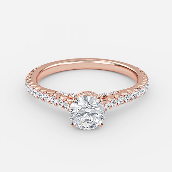 Round Hidden Halo Engagement Ring