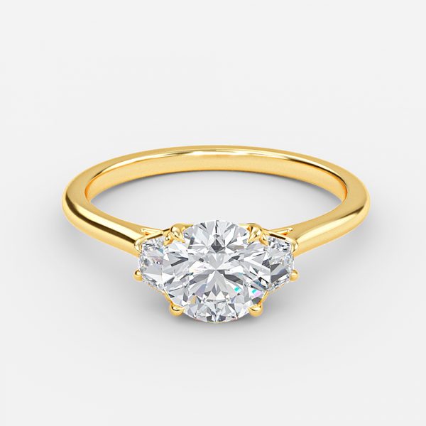 Round Three Stone Engagement Ring
