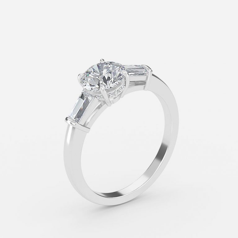 Round Three Stone Engagement Ring