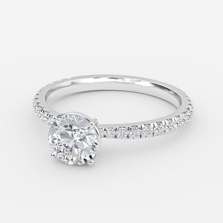 Round Diamond Band Engagement Ring