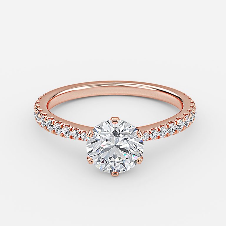 Round Diamond Band Engagement Ring