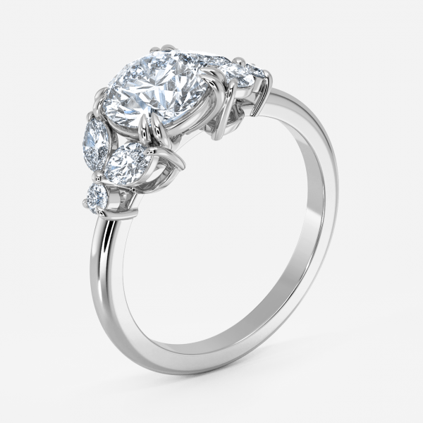 Round Three Stone Engagement Ring