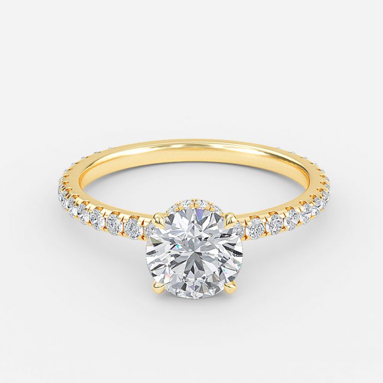 Round Hidden Halo Engagement Ring
