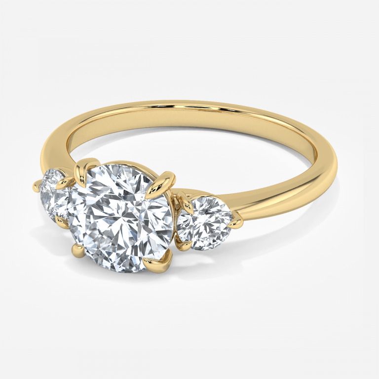 Round Three Stone Engagement Ring