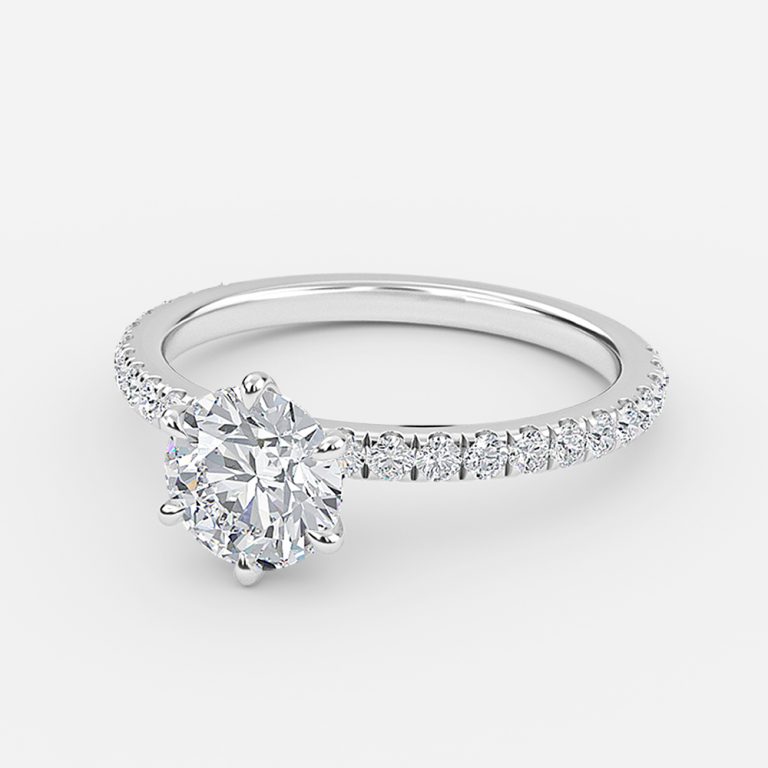 Petite Round Diamond Band Engagement Ring