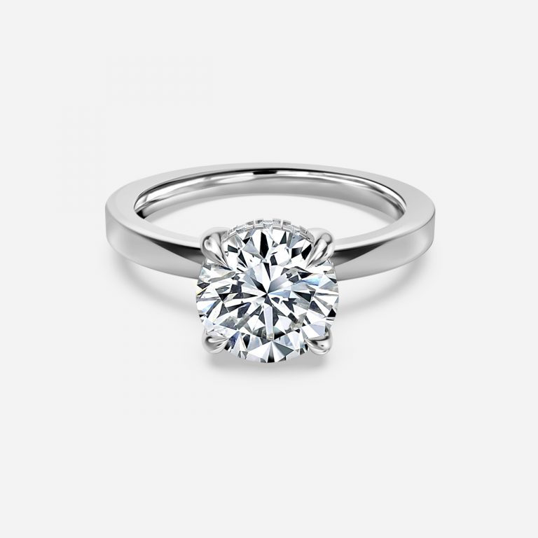Round Hidden Halo Engagement Ring