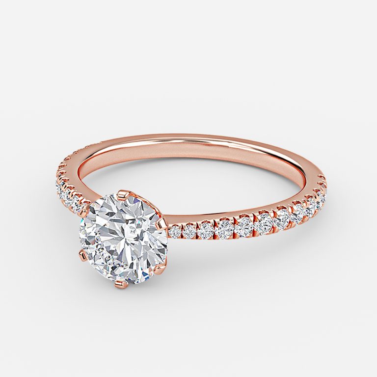 Round Diamond Band Engagement Ring