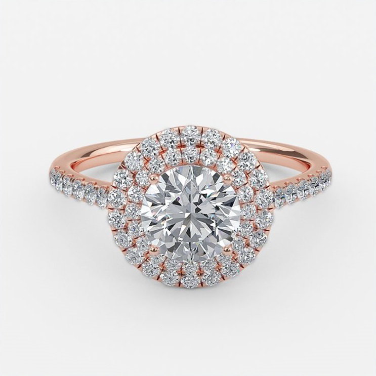 Round Double Halo Engagement Ring