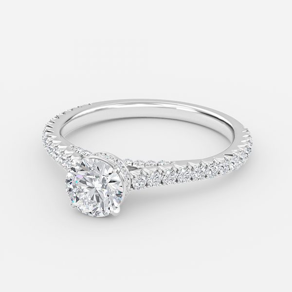 Round Hidden Halo Engagement Ring