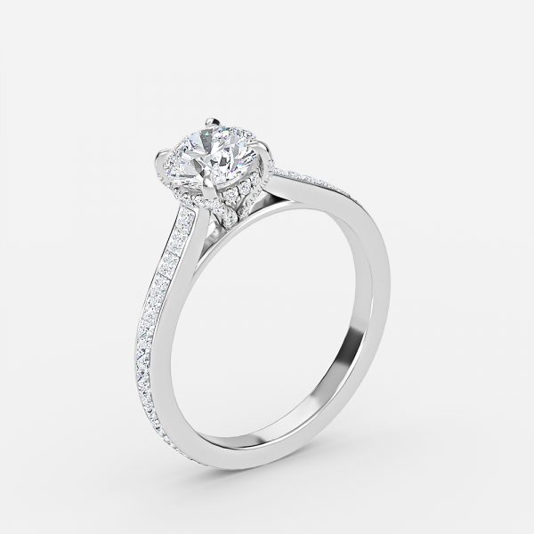 Round Hidden Halo Engagement Ring