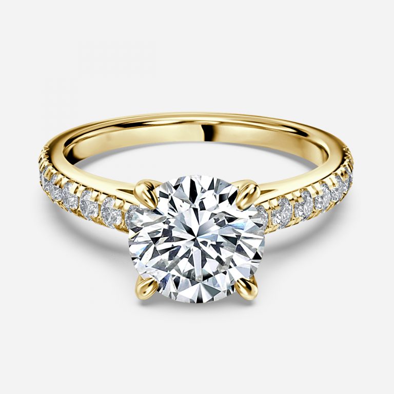 Round Diamond Band Engagement Ring