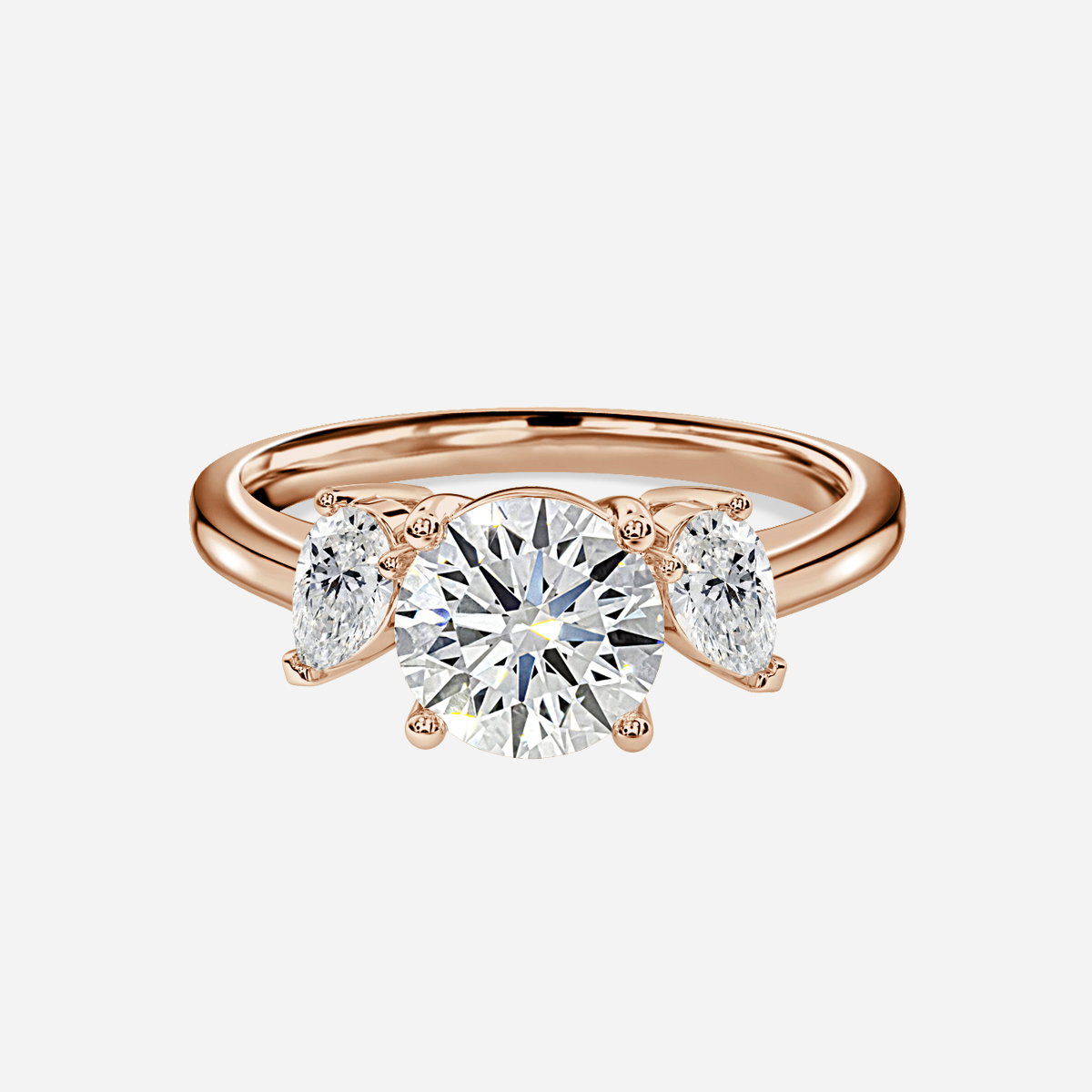 Round Three Stone Engagement Ring