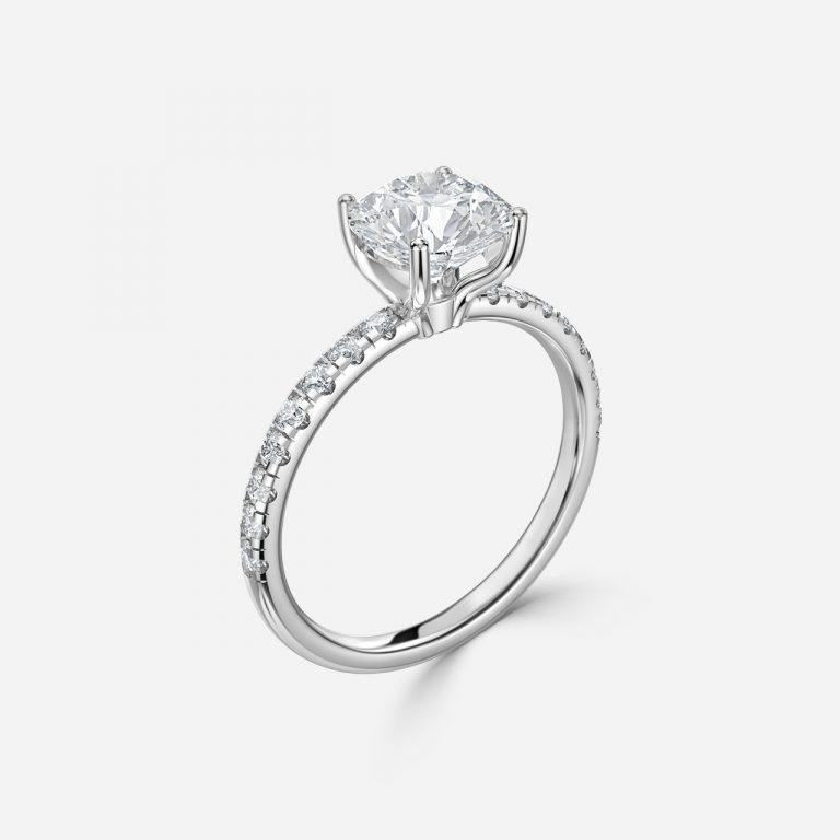 Round Diamond Band Engagement Ring