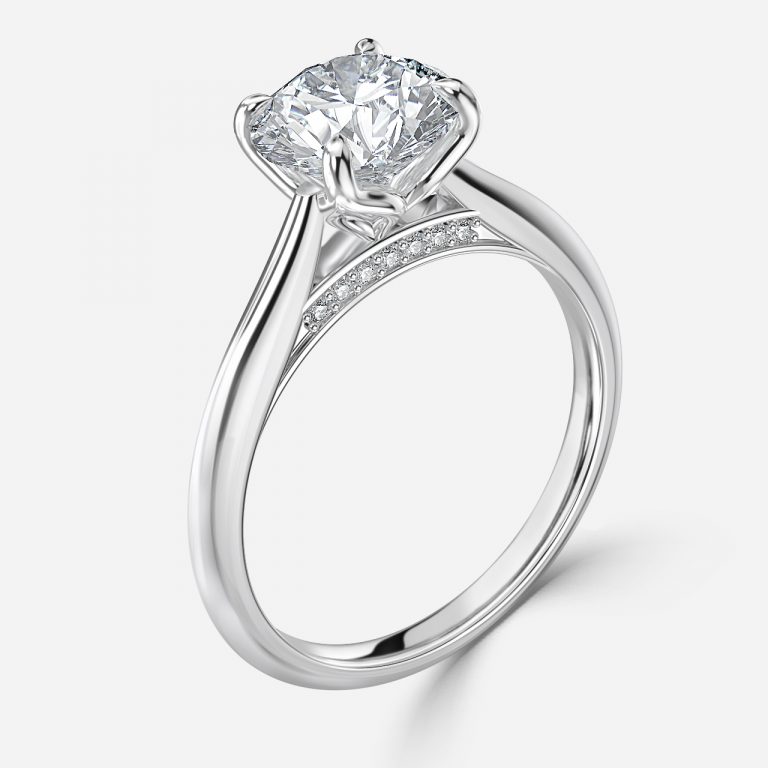 Round Hidden Halo Engagement Ring