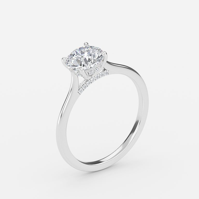 Round Hidden Halo Engagement Ring