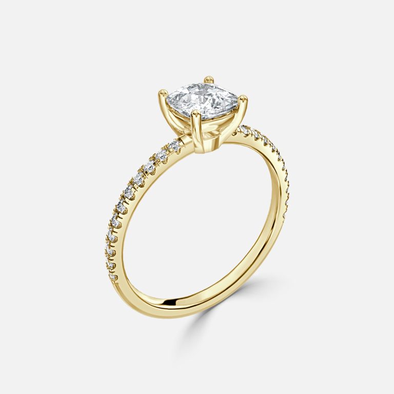 De La Luna Cushion Diamond Band Engagement Ring