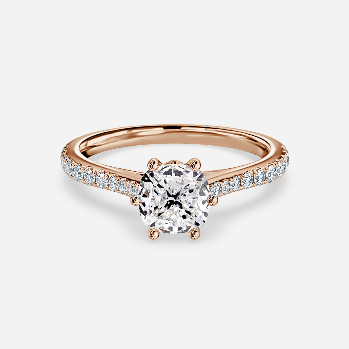 Cushion Diamond Band Engagement Ring