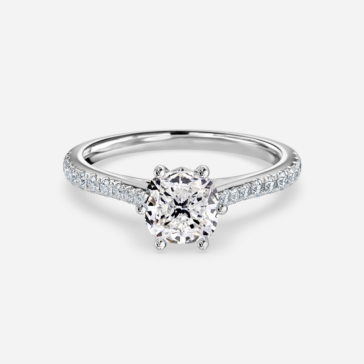 Cushion Diamond Band Engagement Ring