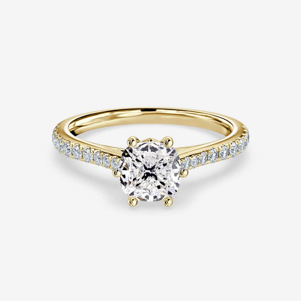 Cushion Diamond Band Engagement Ring