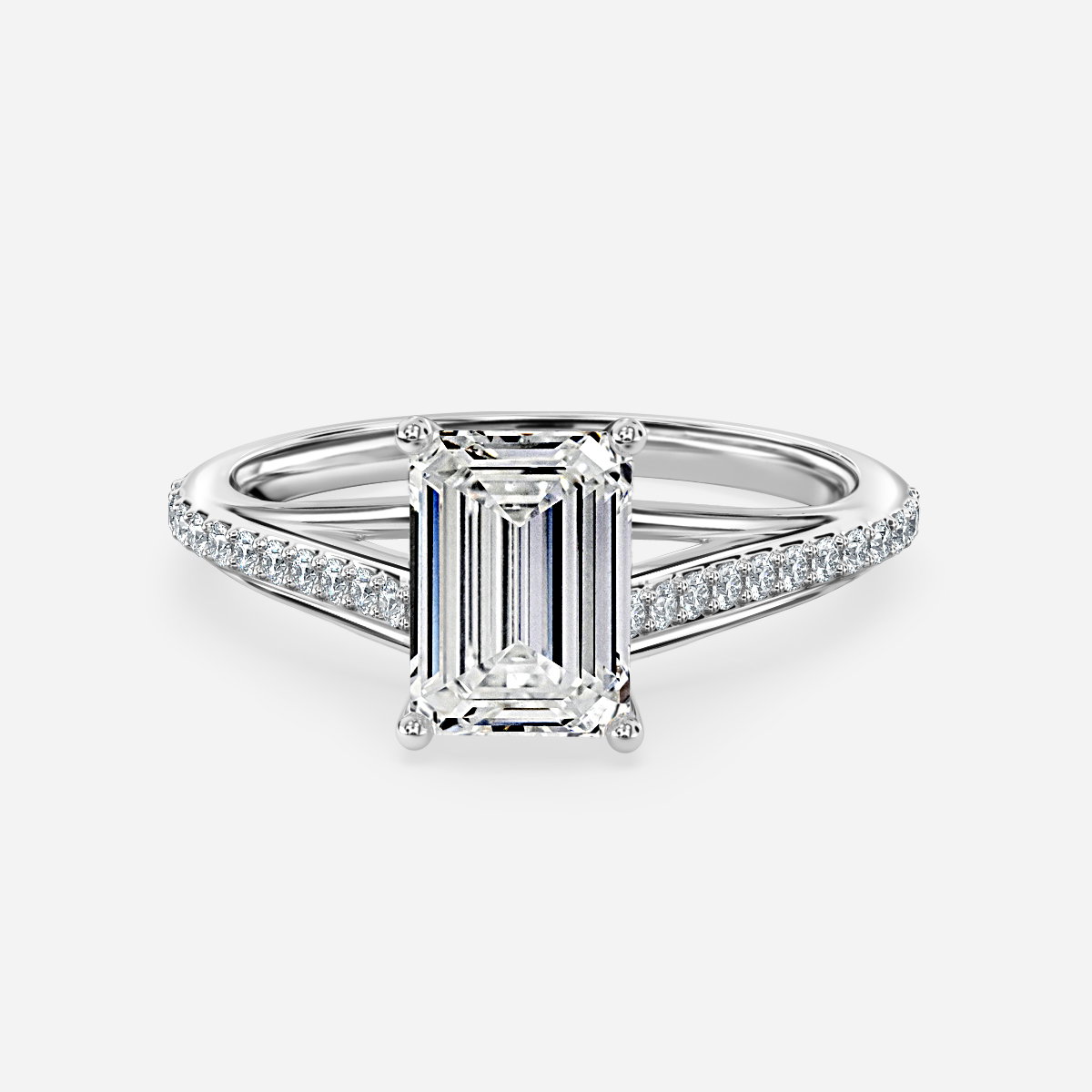 Emerald Diamond Band Engagement Ring