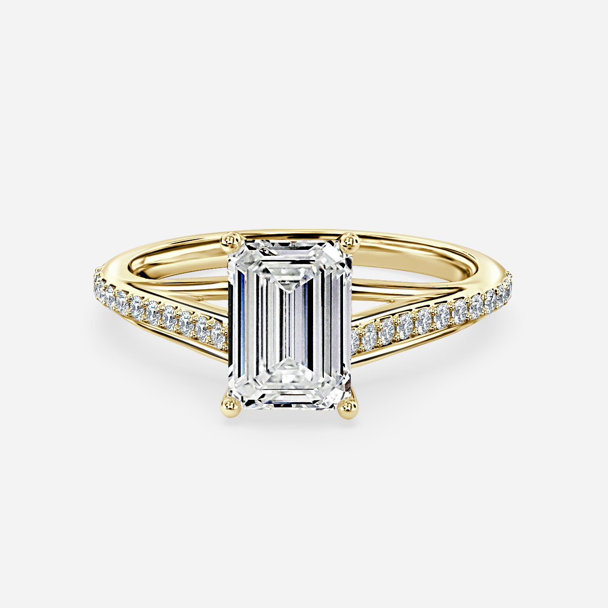 Emerald Diamond Band Engagement Ring