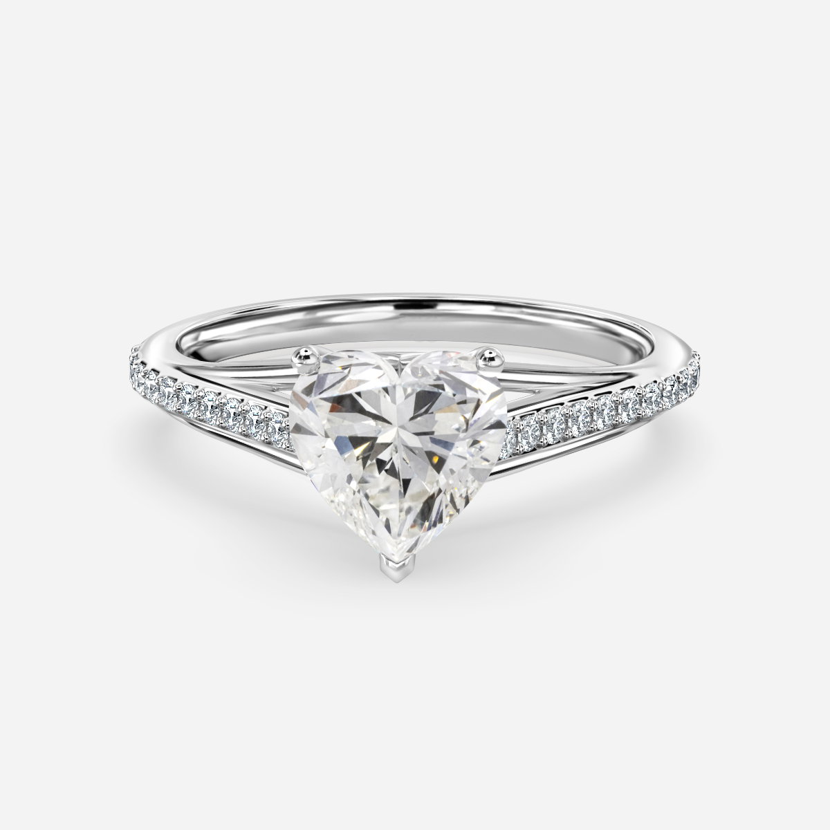 Heart Diamond Band Engagement Ring