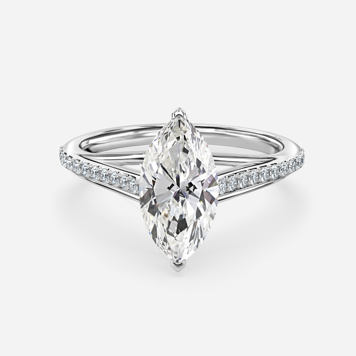 Marquise Diamond Band Engagement Ring