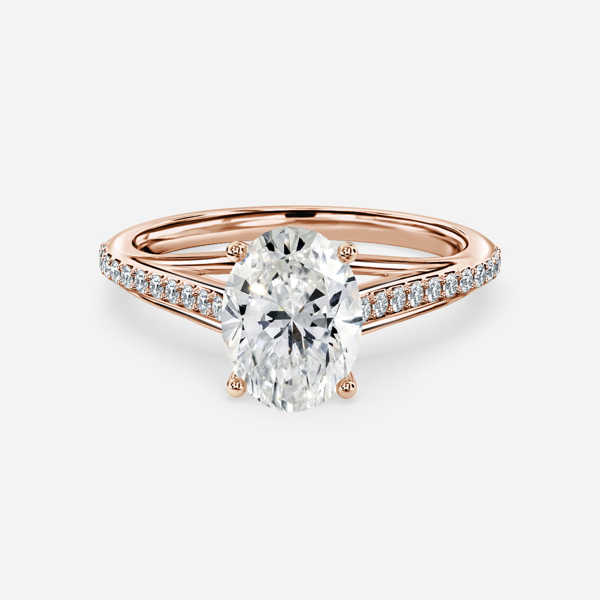Oval Diamond Band Engagement Ring