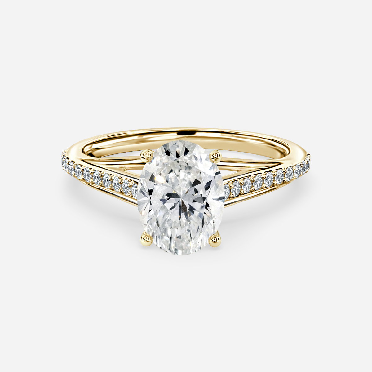 Oval Diamond Band Engagement Ring