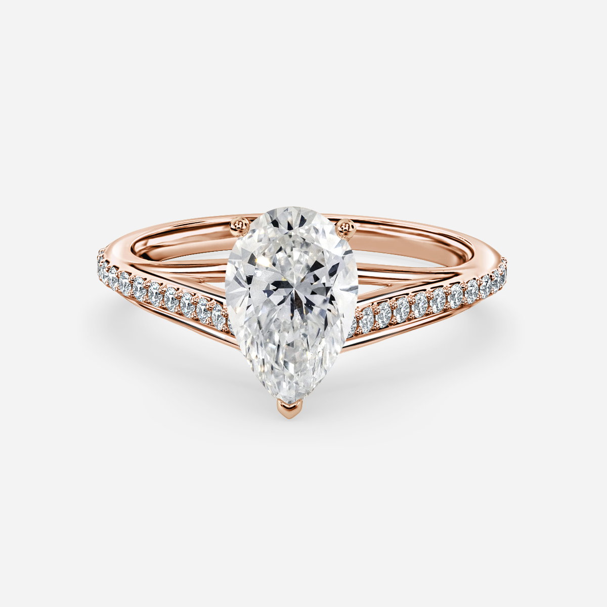 Pear Diamond Band Engagement Ring