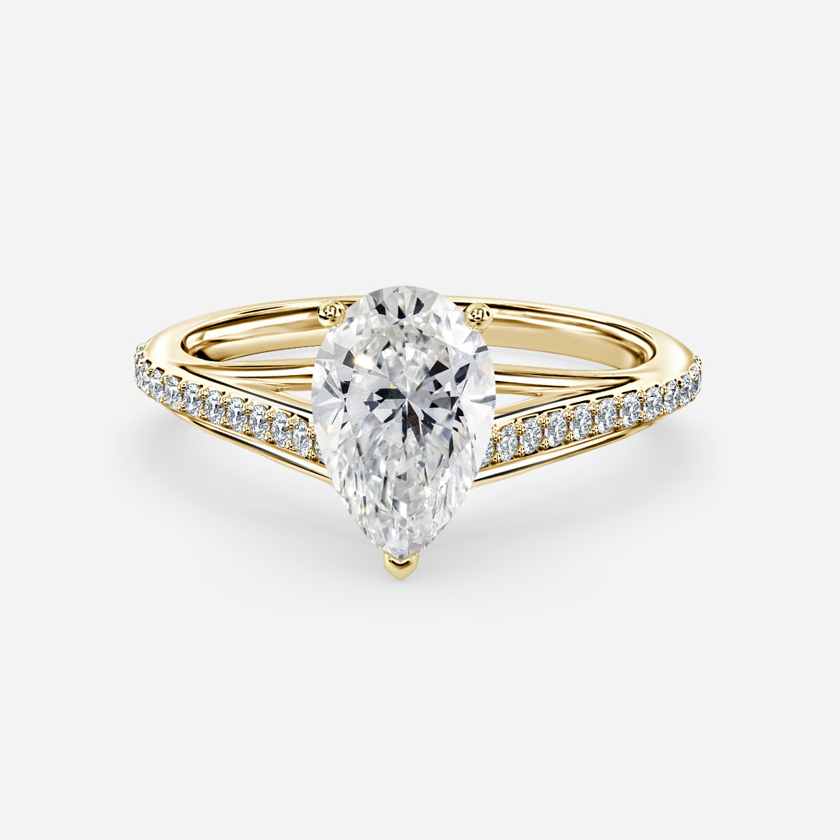 Pear Diamond Band Engagement Ring