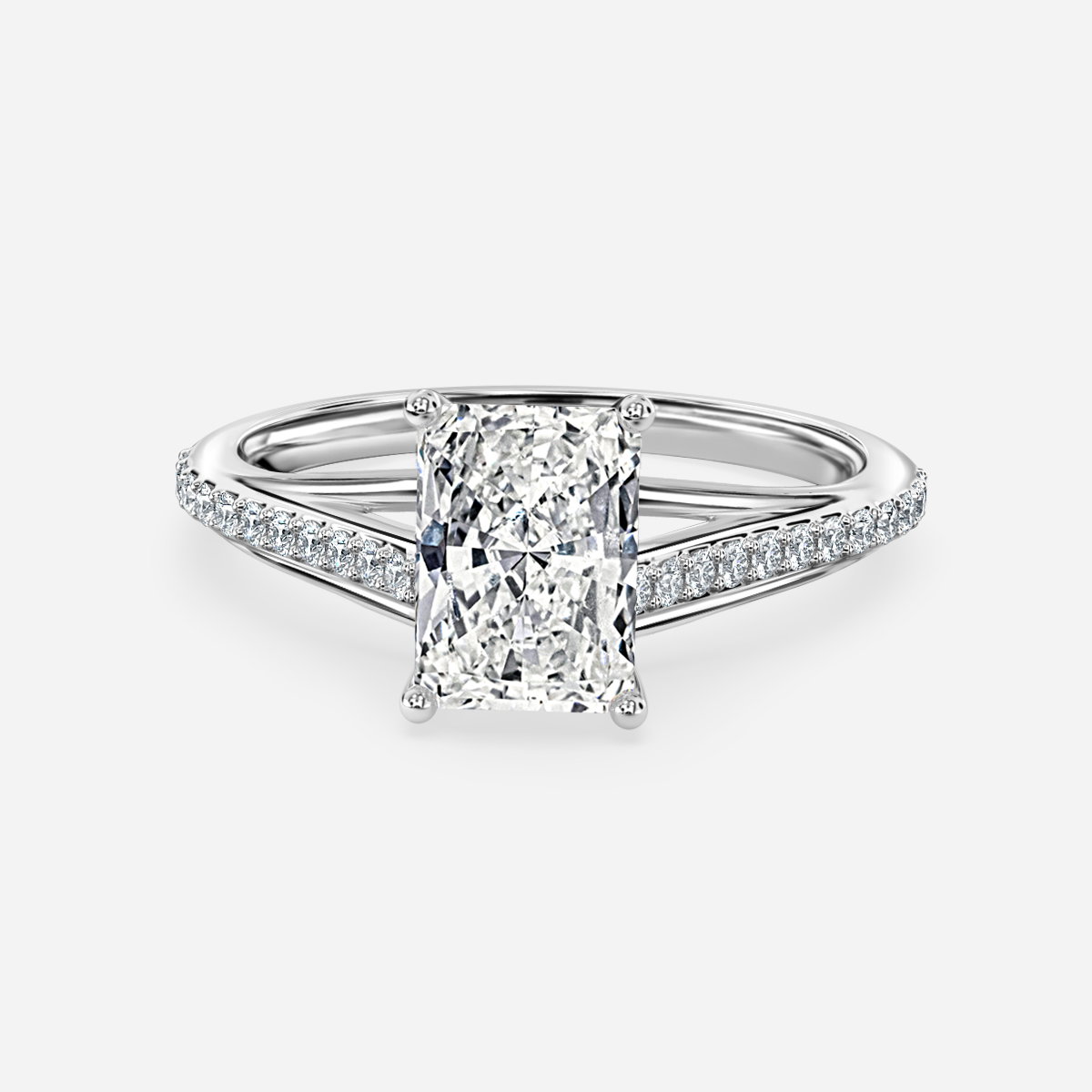 Radiant Diamond Band Engagement Ring