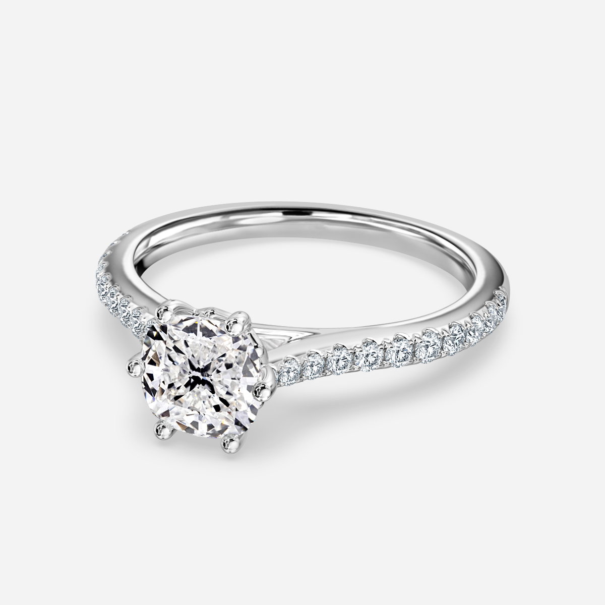Cushion Diamond Band Engagement Ring