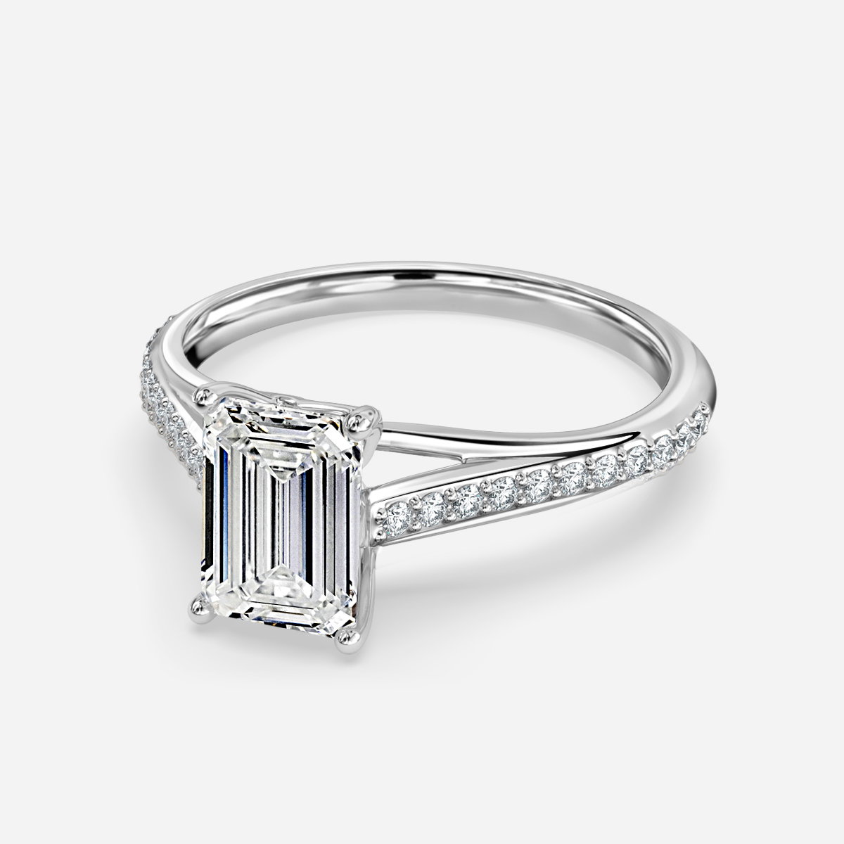 Emerald Diamond Band Engagement Ring
