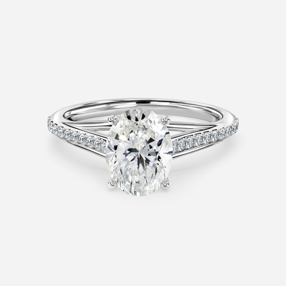 Oval Diamond Band Engagement Ring