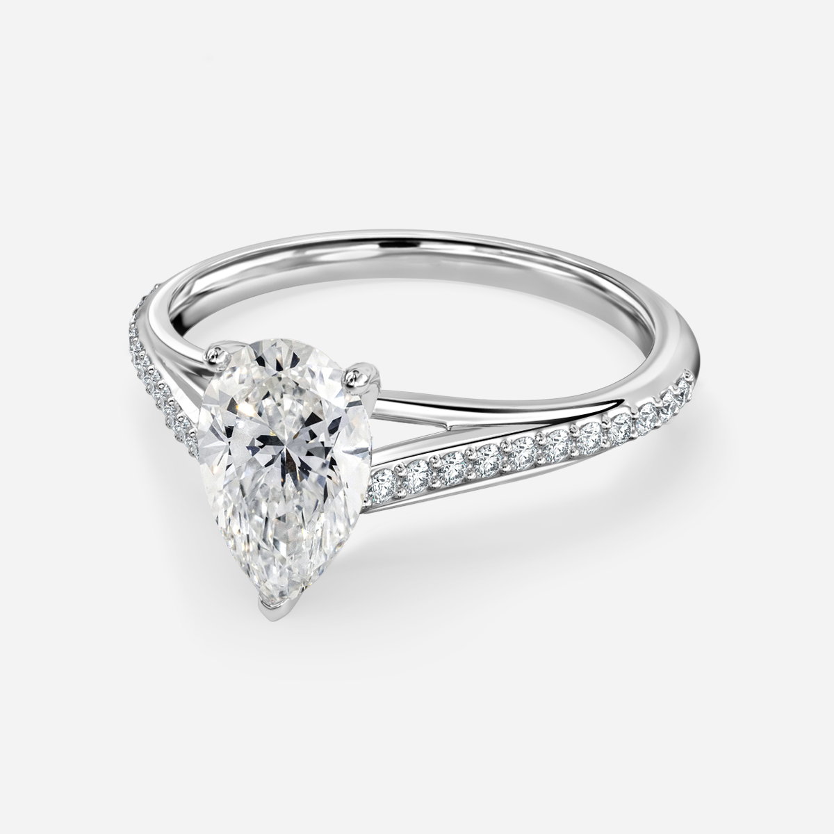 Pear Diamond Band Engagement Ring
