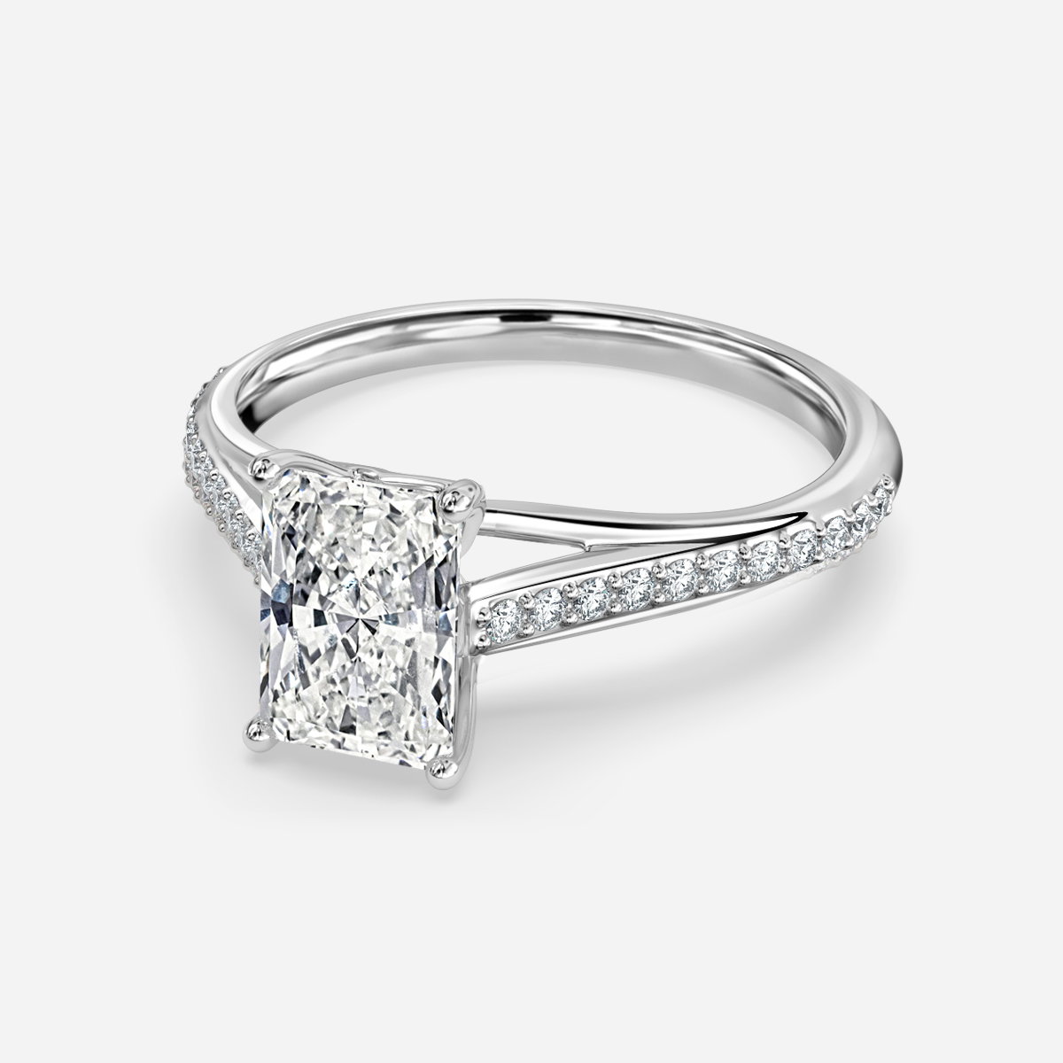 Radiant Diamond Band Engagement Ring