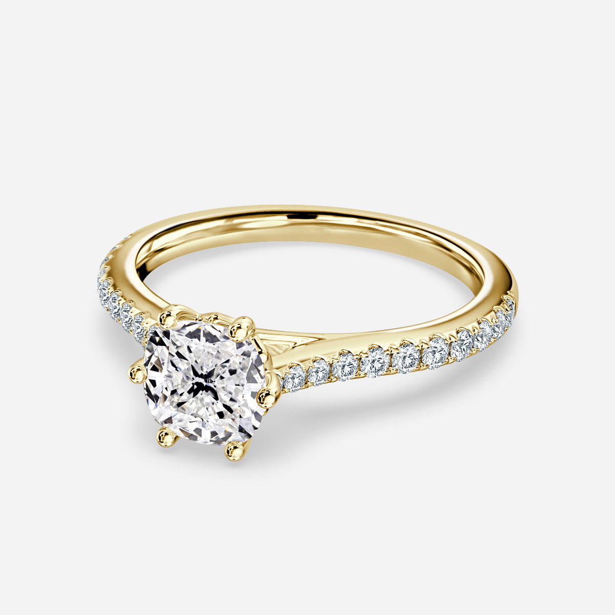 Cushion Diamond Band Engagement Ring